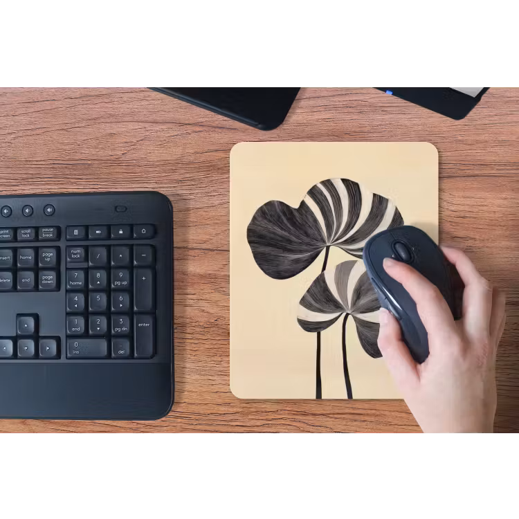 Muismat - Zwart - Bladeren - Strepen - Minimalistisch — 3