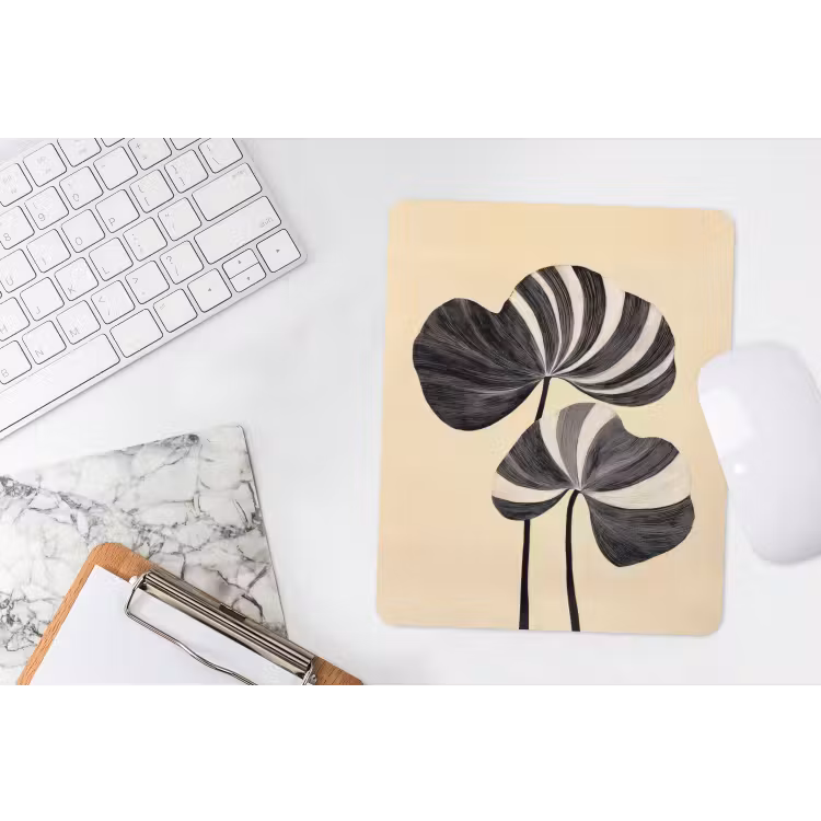 Muismat - Zwart - Bladeren - Strepen - Minimalistisch — 4