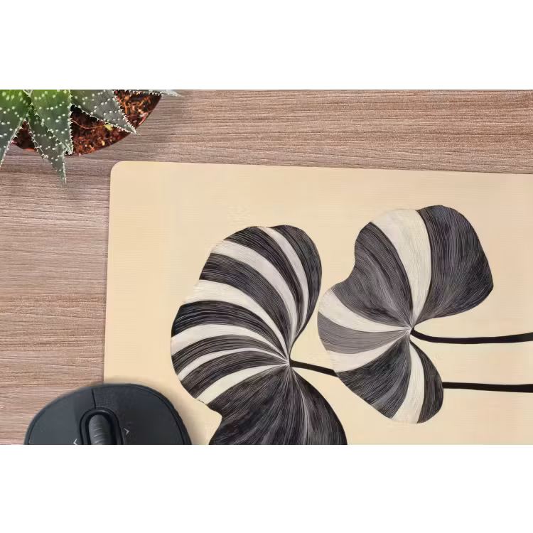 Muismat - Zwart - Bladeren - Strepen - Minimalistisch — 5