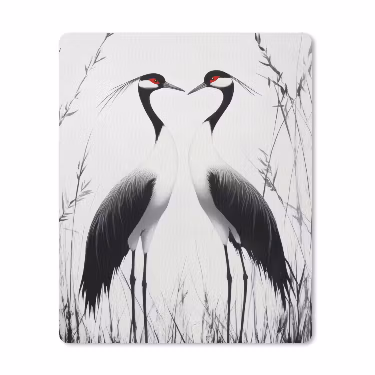 Muismat - Kraanvogels - Gras - Hartvorm - Zwart — 1