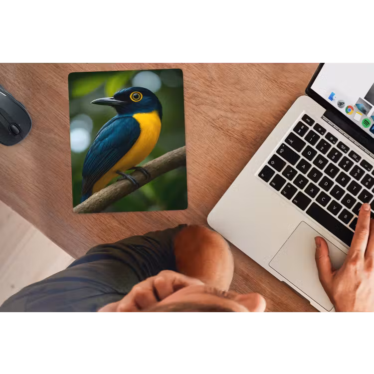 Muismat - Vogel - Tak - Geel - Bladeren — 2