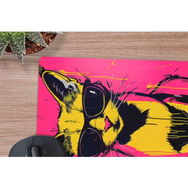 Muismat - Kat - Art - Zonnebril - Roze — 5