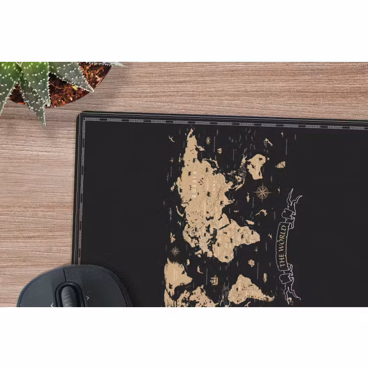 Muismat - Wereldkaart - Beige - Zwart — 5