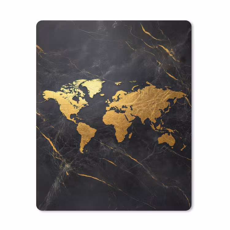 Muismat - Wereldkaart - Goud - Marmer — 1