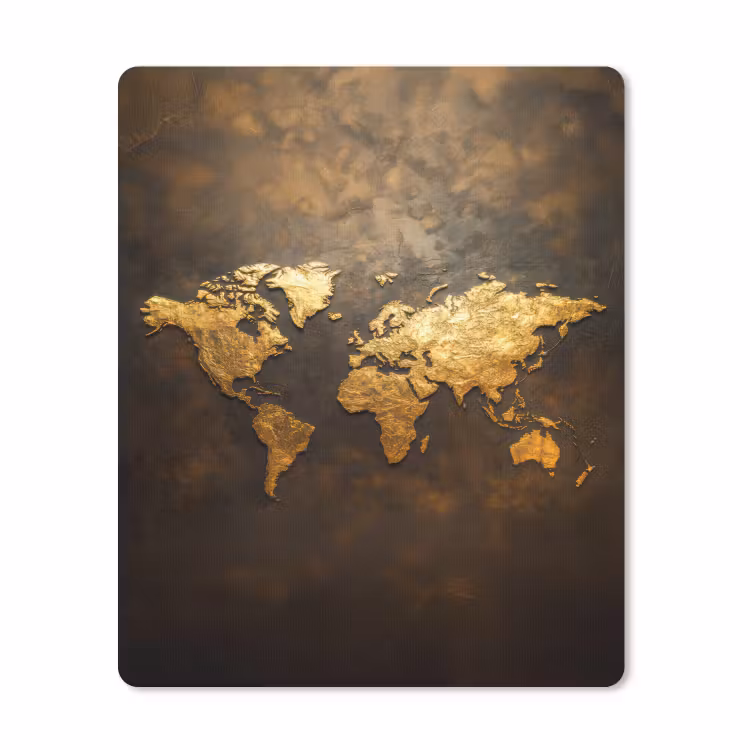 Muismat - Wereldkaart - Goud - Roest — 1
