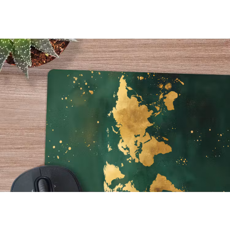 Muismat - Wereldkaart - Groen - Goud — 5