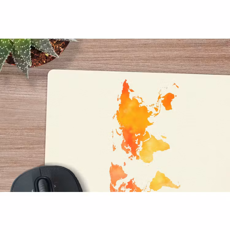 Muismat - Wereldkaart - Oranje - Kleurrijk — 5
