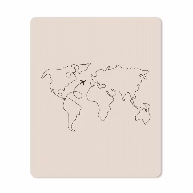 Muismat - Wereldkaart - Simpel - Vliegtuig — 1