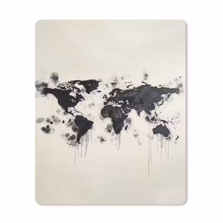 Muismat - Wereldkaart - Zwart - Inkt — 1