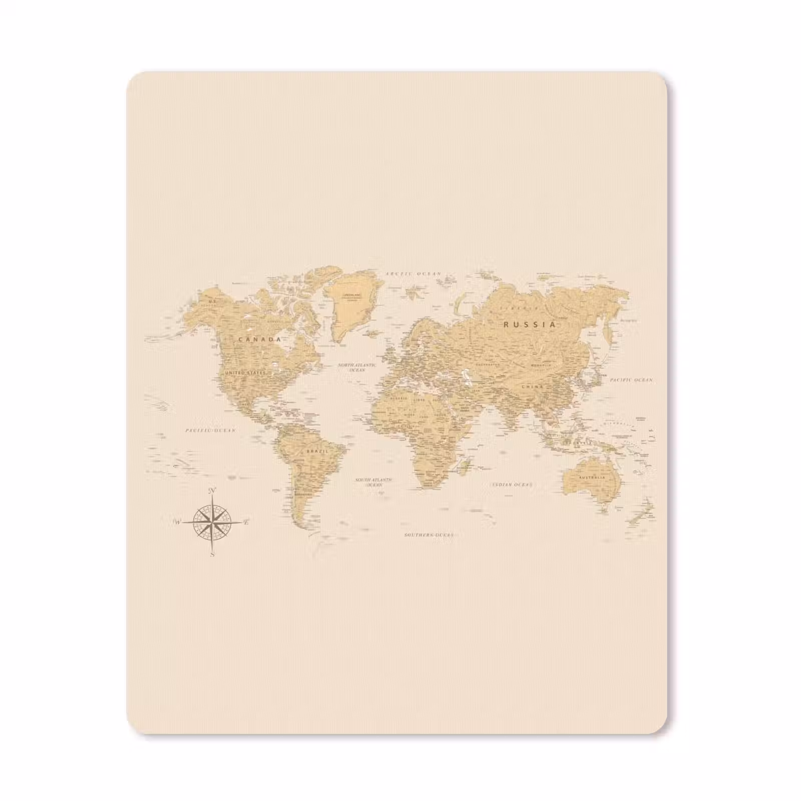 Muismat - Wereldkaart - Realistisch - Beige — 1