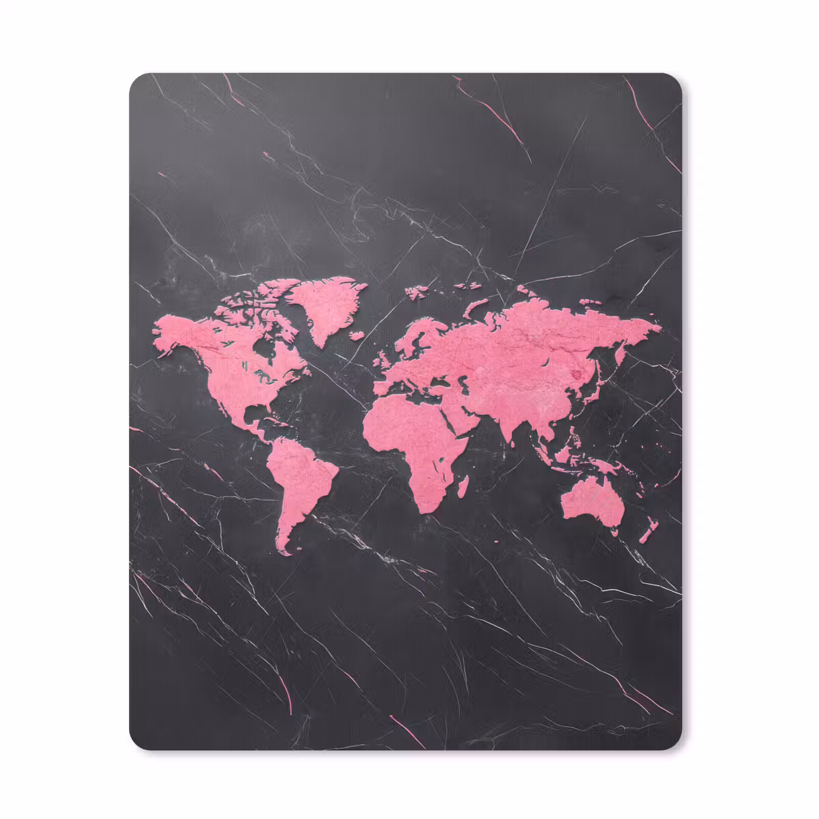 Muismat - Wereldkaart - Roze - Marmer — 1