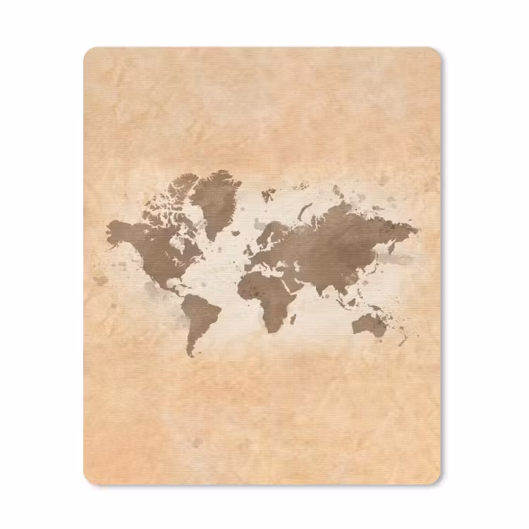 Muismat - Wereldkaart - Beige - Bruin — 1