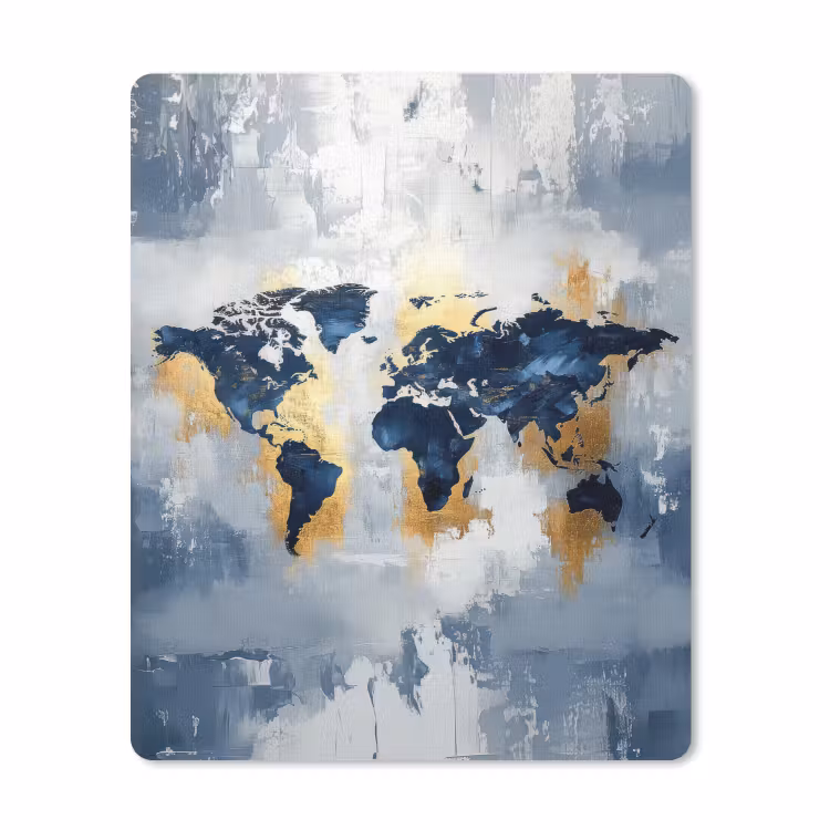 Muismat - Wereldkaart - Blauw - Abstract — 1