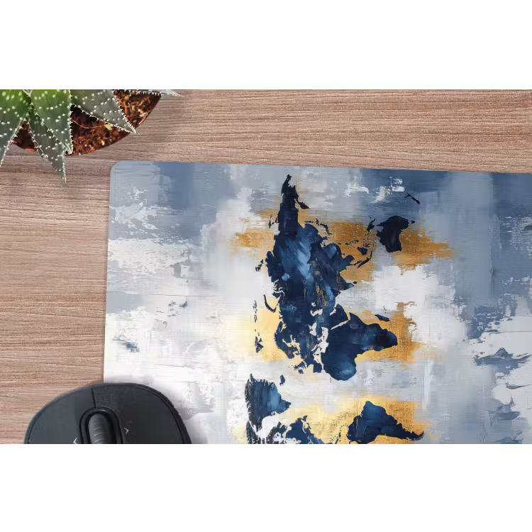 Muismat - Wereldkaart - Blauw - Abstract — 5