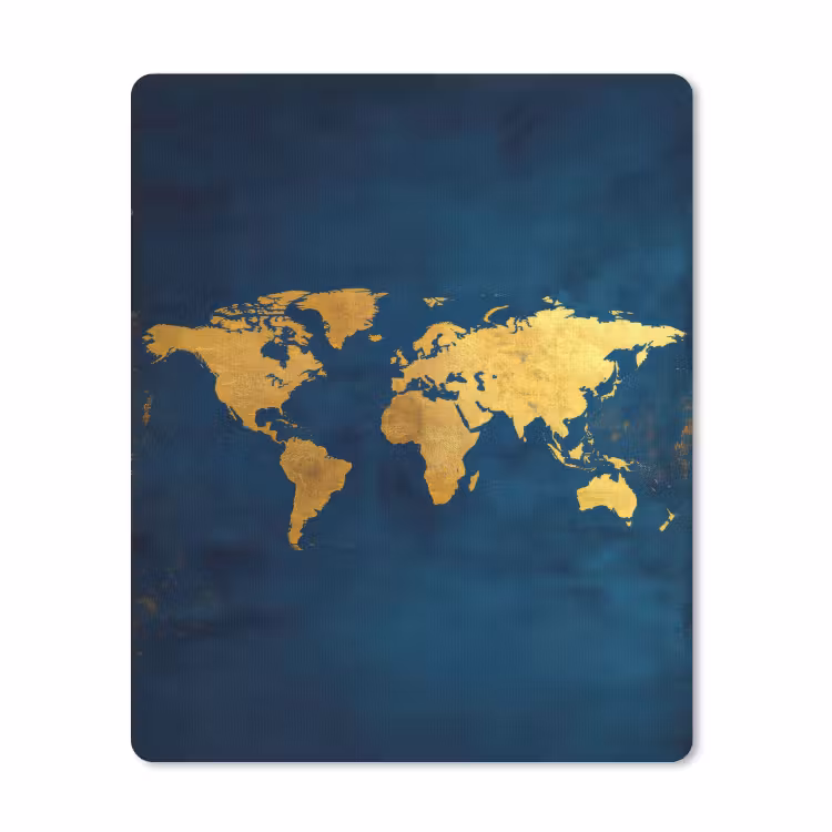 Muismat - Wereldkaart - Goud - Donkerblauw — 1