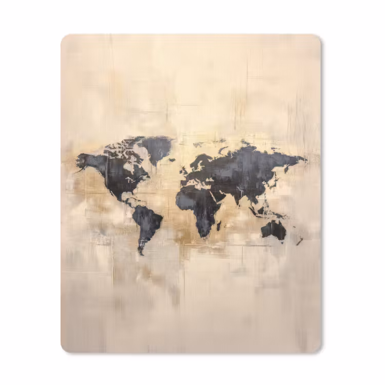 Muismat - Wereldkaart - Goud - Zwart - Abstract — 1