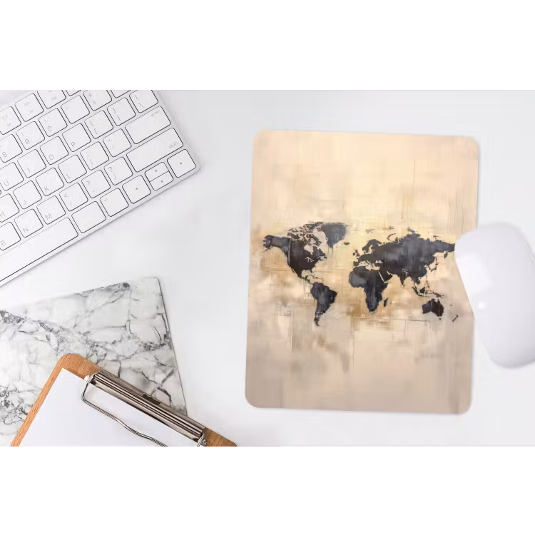Muismat - Wereldkaart - Goud - Zwart - Abstract — 4