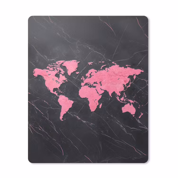 Muismat - Wereldkaart - Roze - Marmer — 1