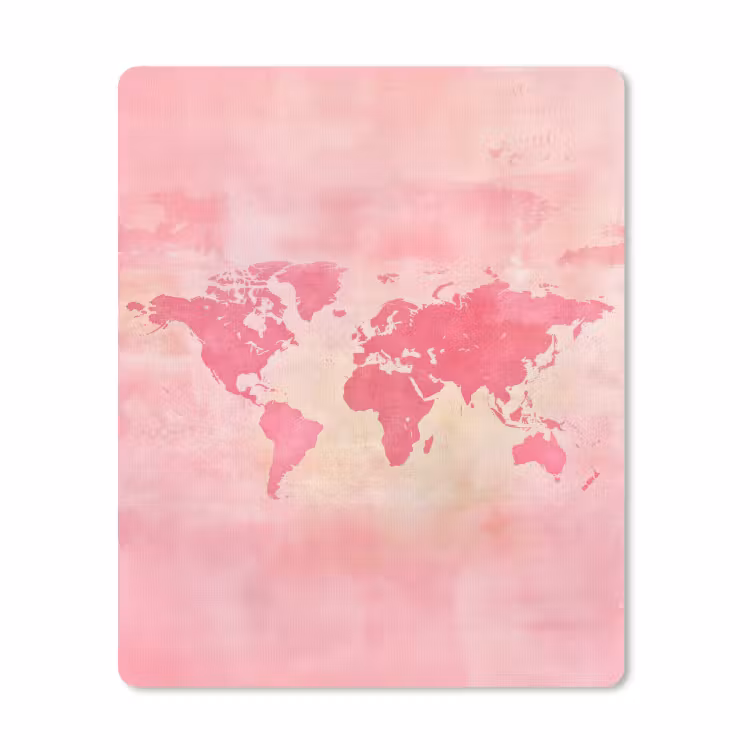 Muismat - Wereldkaart - Roze - Vaag — 1