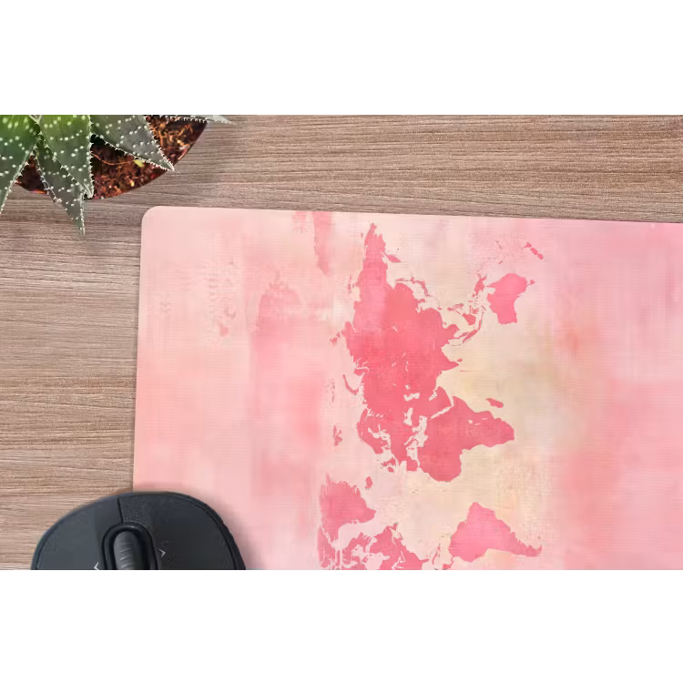 Muismat - Wereldkaart - Roze - Vaag — 5
