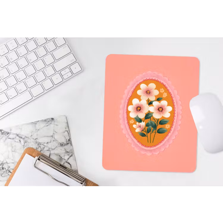 Muismat - Illustratie - Bloemen - Rand - Roze — 4