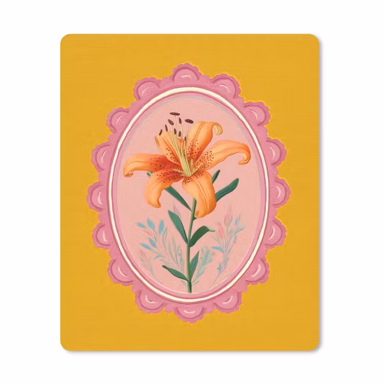 Muismat - Lelie - Oranje - Lijst - Ovaal — 1