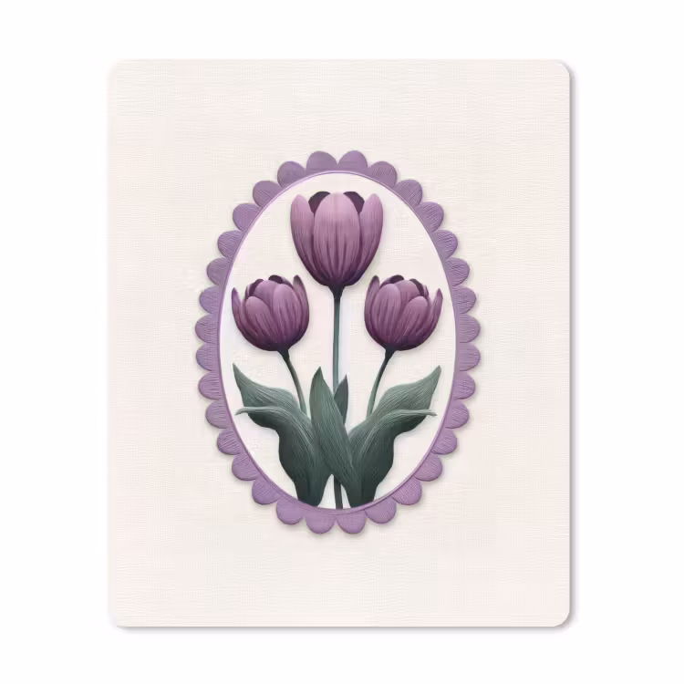 Muismat - Tulpen - Paars - Lijst - Bladeren — 1