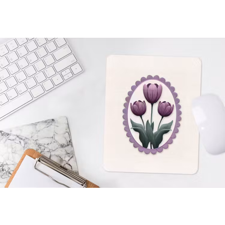 Muismat - Tulpen - Paars - Lijst - Bladeren — 4