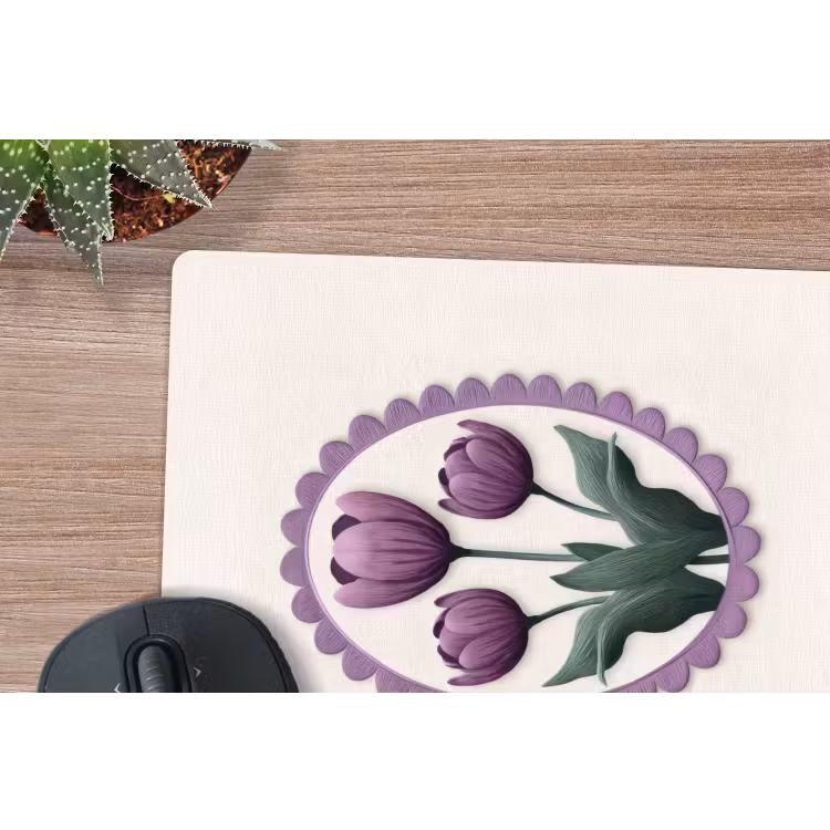 Muismat - Tulpen - Paars - Lijst - Bladeren — 5