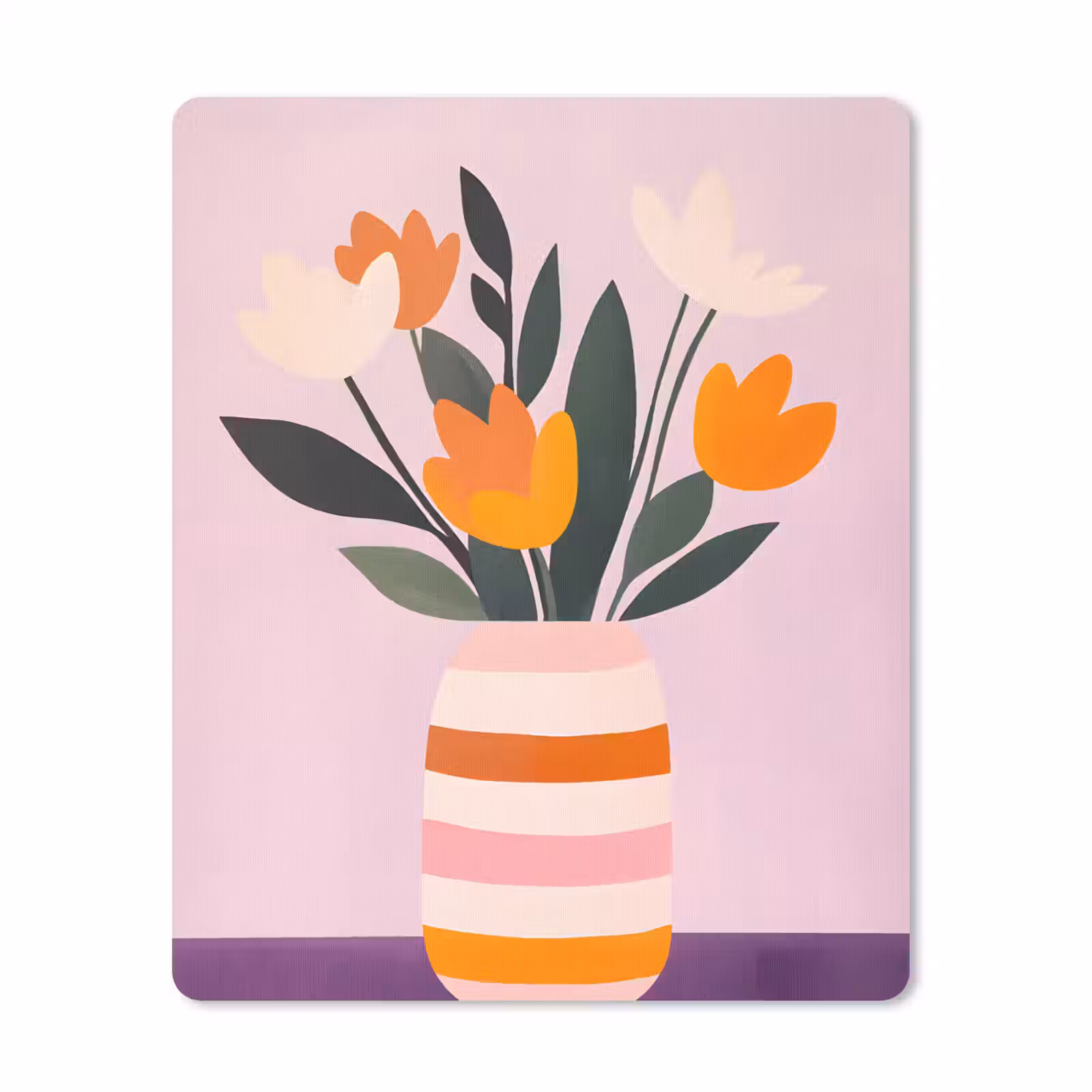 Muismat - Tulpen - Vaas - Strepen - Paars — 1