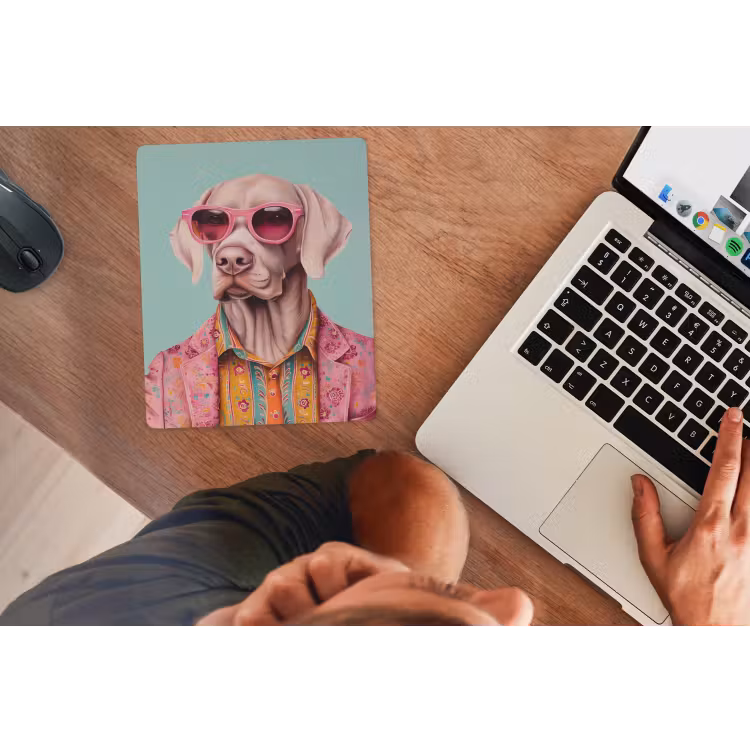 Muismat - Hond - Overhemd - Bloemen - Bril — 2