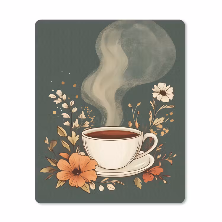 Muismat - Kop - Bloemen - Groen - Koffie — 1