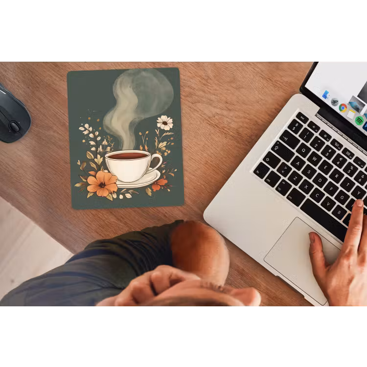 Muismat - Kop - Bloemen - Groen - Koffie — 2