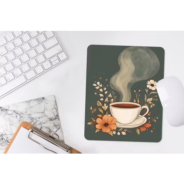 Muismat - Kop - Bloemen - Groen - Koffie — 4