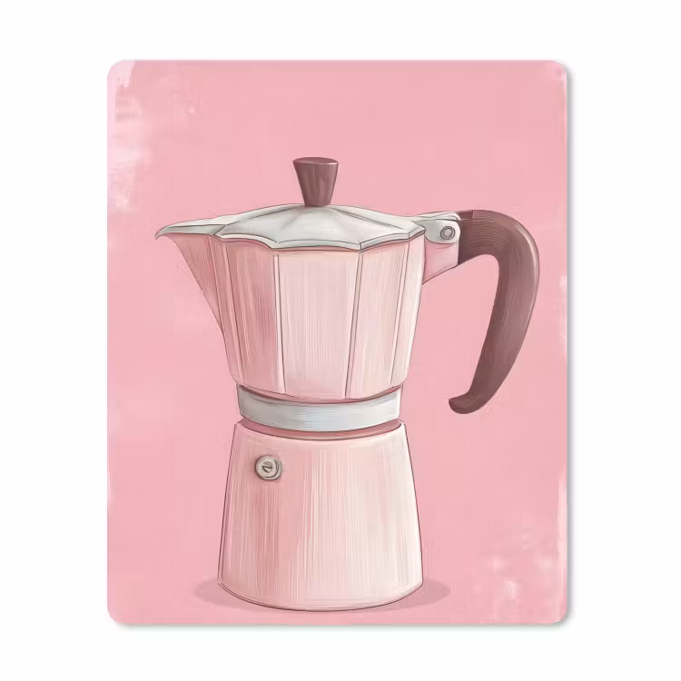 Muismat - Roze - Mokkapot - Illustratie - Koffie — 1