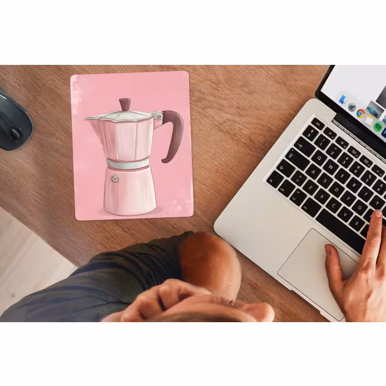 Muismat - Roze - Mokkapot - Illustratie - Koffie — 2