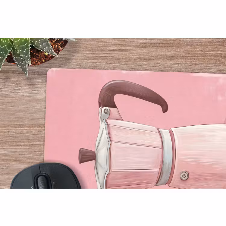 Muismat - Roze - Mokkapot - Illustratie - Koffie — 5