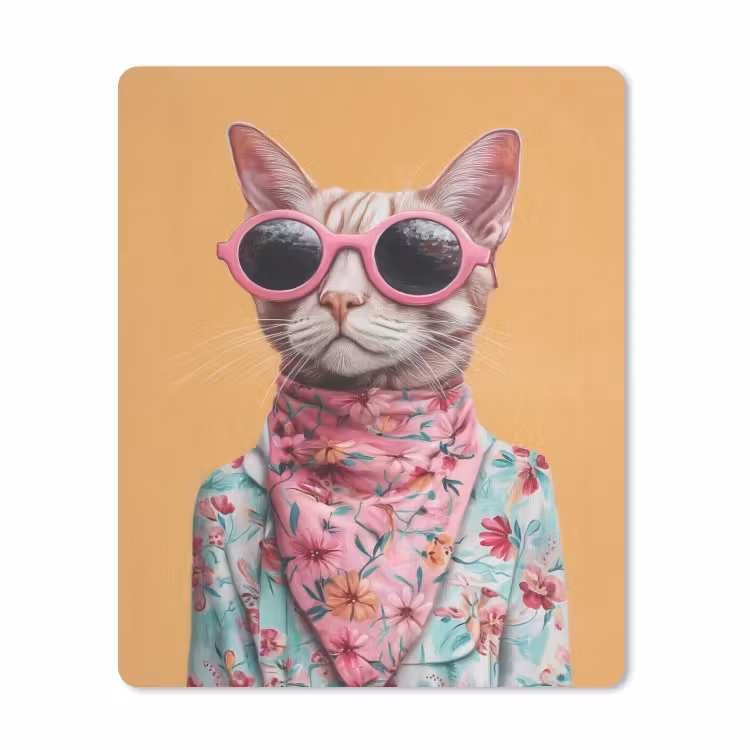 Muismat - Zonnebril - Kat - Sjaal - Bloemen — 1