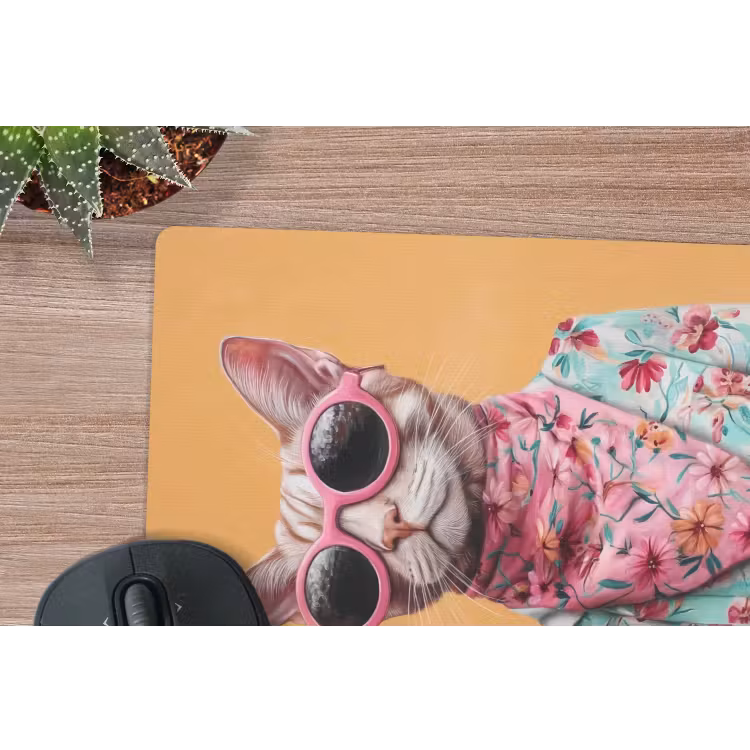 Muismat - Zonnebril - Kat - Sjaal - Bloemen — 5