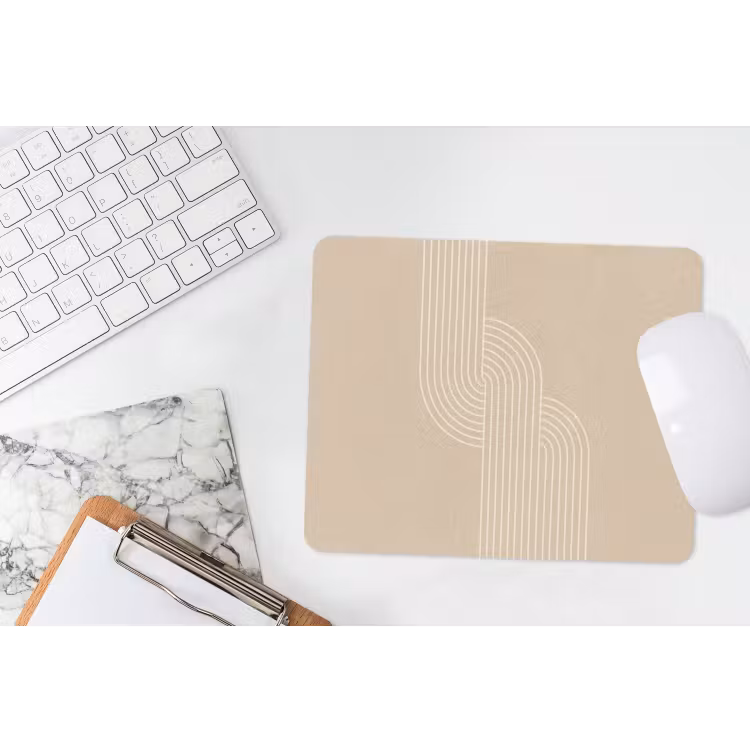 Muismat - Parallelle lijnen - Lichte textuur - Beige — 2