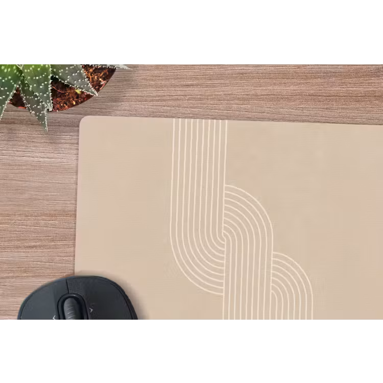 Muismat - Parallelle lijnen - Lichte textuur - Beige — 4