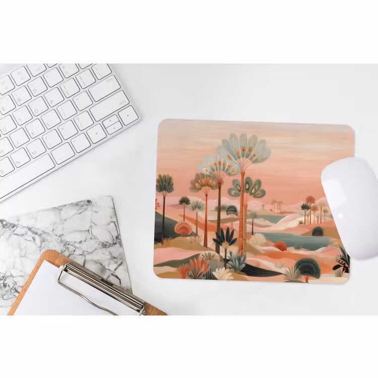 Muismat - Roze landschap - Palmen - Water — 2