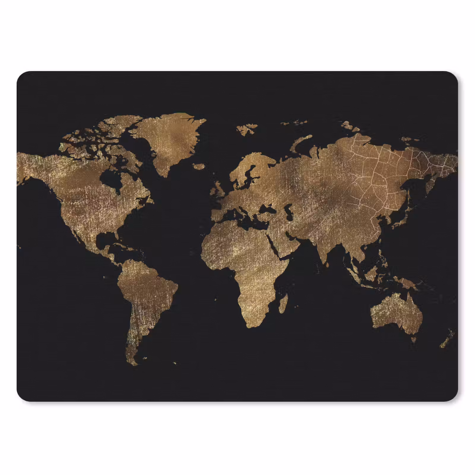 Muismat - Wereldkaart - Goud - Luxe - Aarde - Zwart — 1