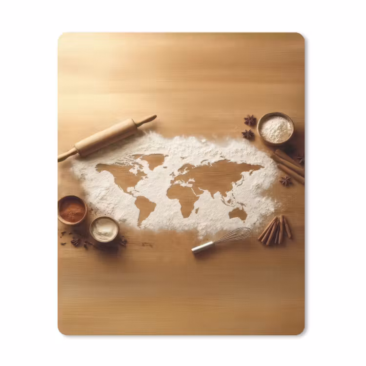 Muismat - Hout - Wereldkaart - Bakken - Keuken — 1