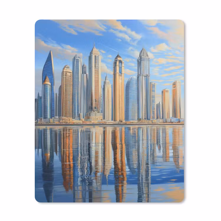 Muismat - Skyline - Wolkenkrabbers - Water - Blauw — 1