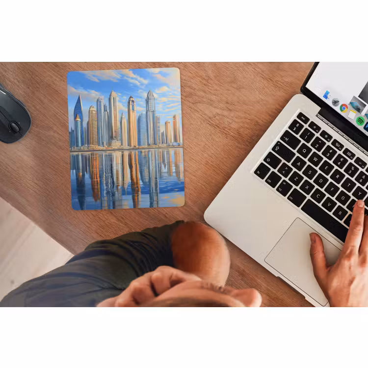 Muismat - Skyline - Wolkenkrabbers - Water - Blauw — 2