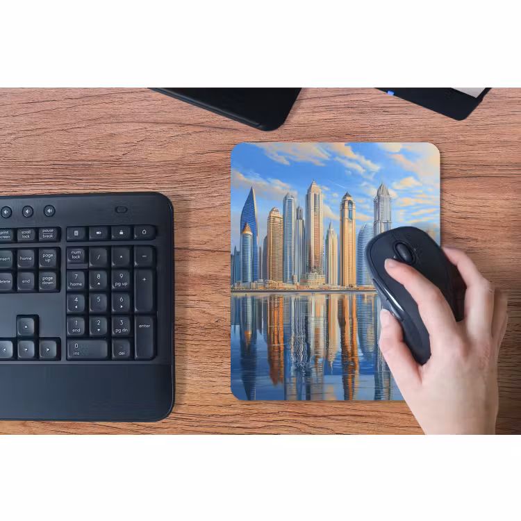 Muismat - Skyline - Wolkenkrabbers - Water - Blauw — 3
