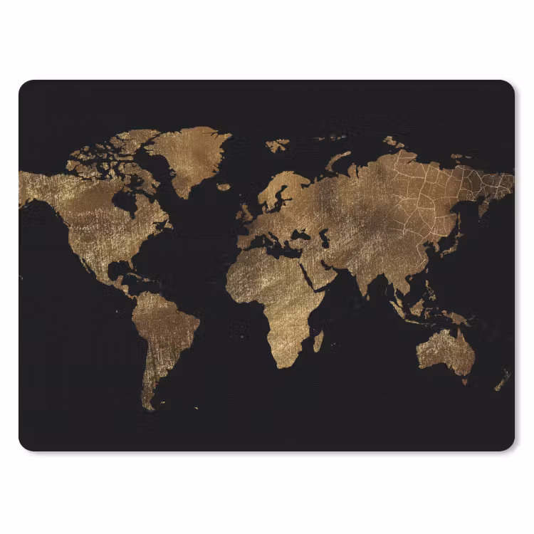 Muismat - Wereldkaart - Goud - Luxe - Aarde - Zwart — 1