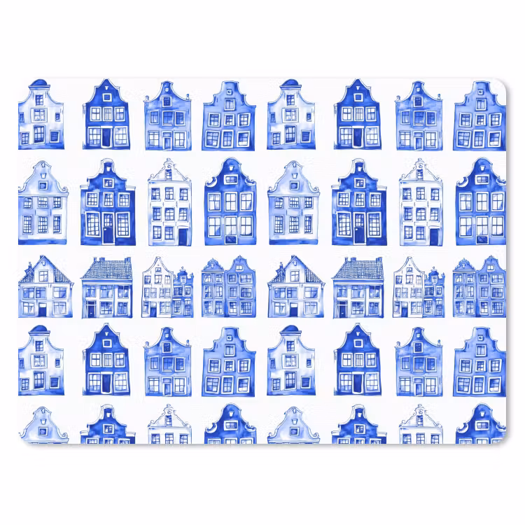 Muismat - Patroon - Huizen - Blauw — 1