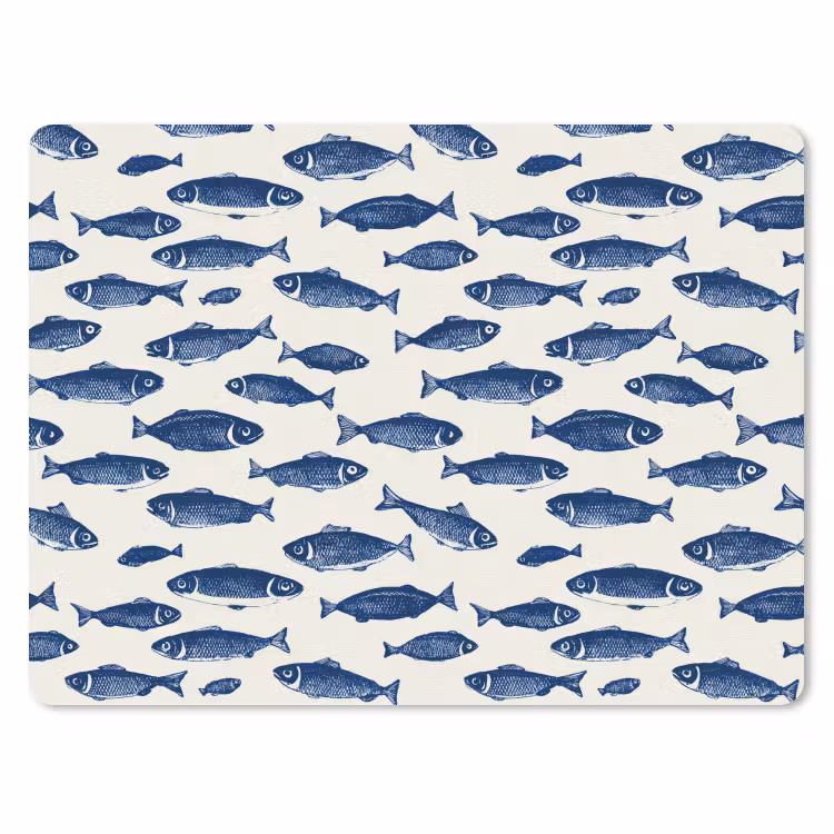Muismat - Vissen - Patroon - Blauw - Wit — 1